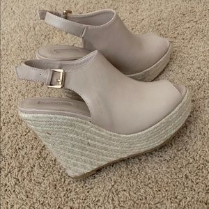 Beige espadrille wedge
